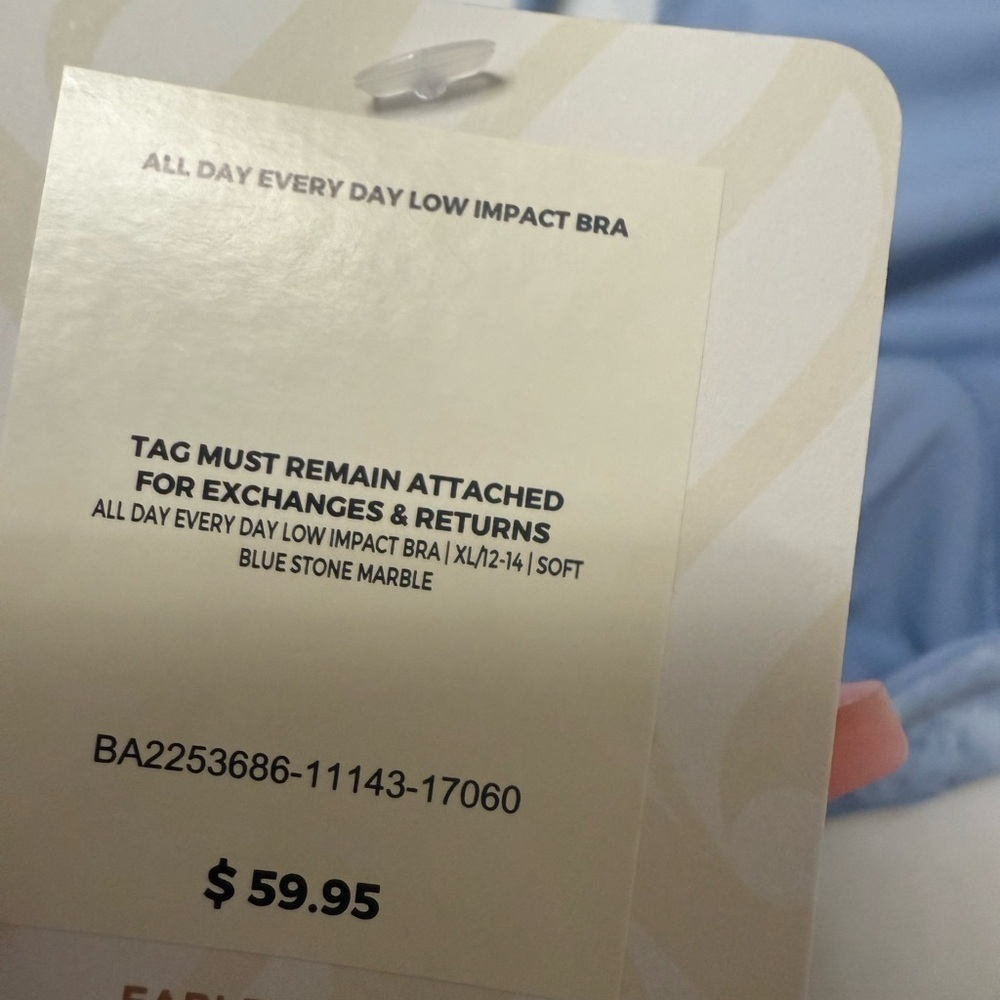 Fabletics ALL DAY EVERY DAY LOW IMPACT BRASOFT BLUE STONE MARBLE - Picture 9 of 9